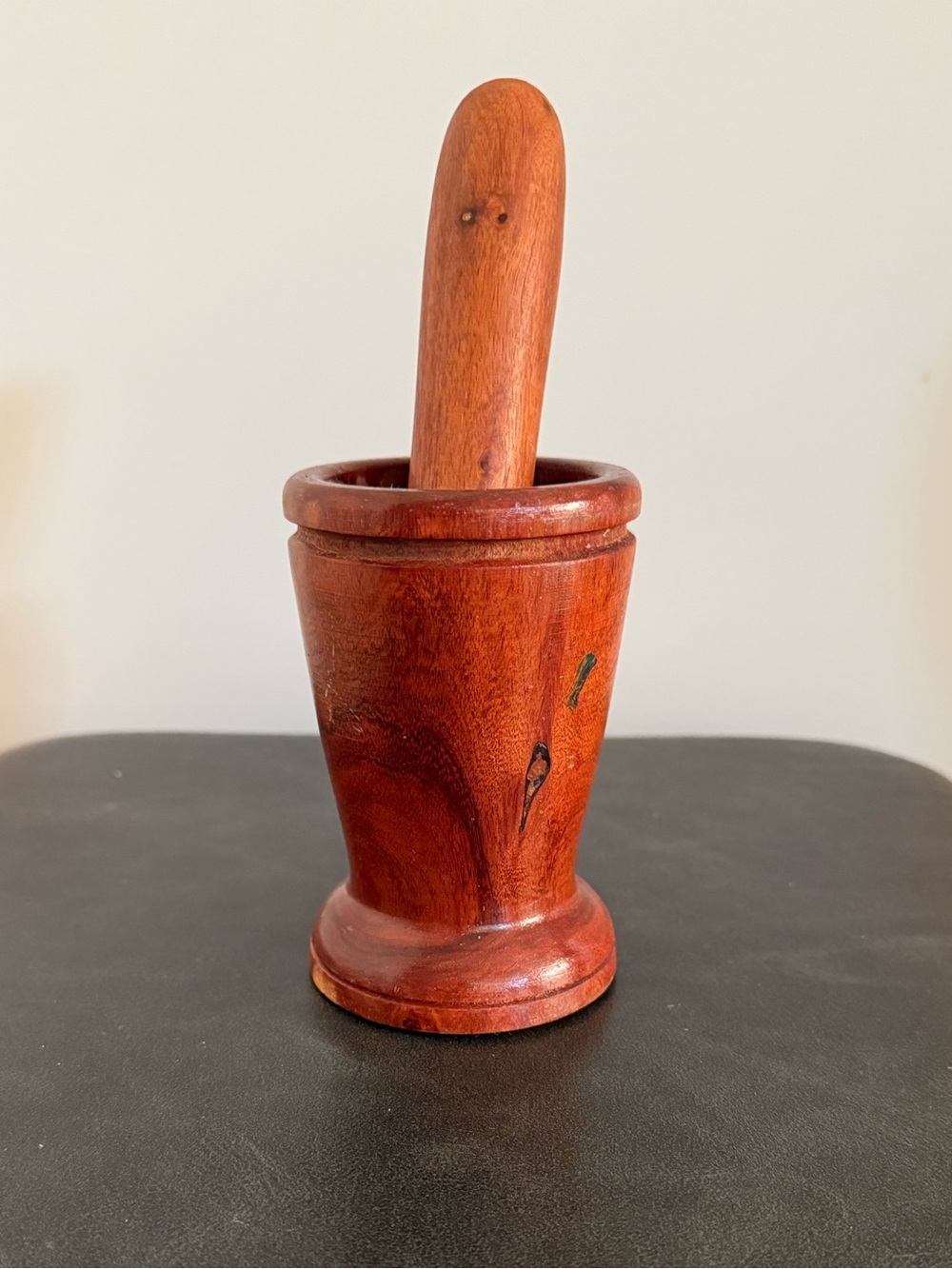 Wooden Mortar and Pestle in Rich Mahogany